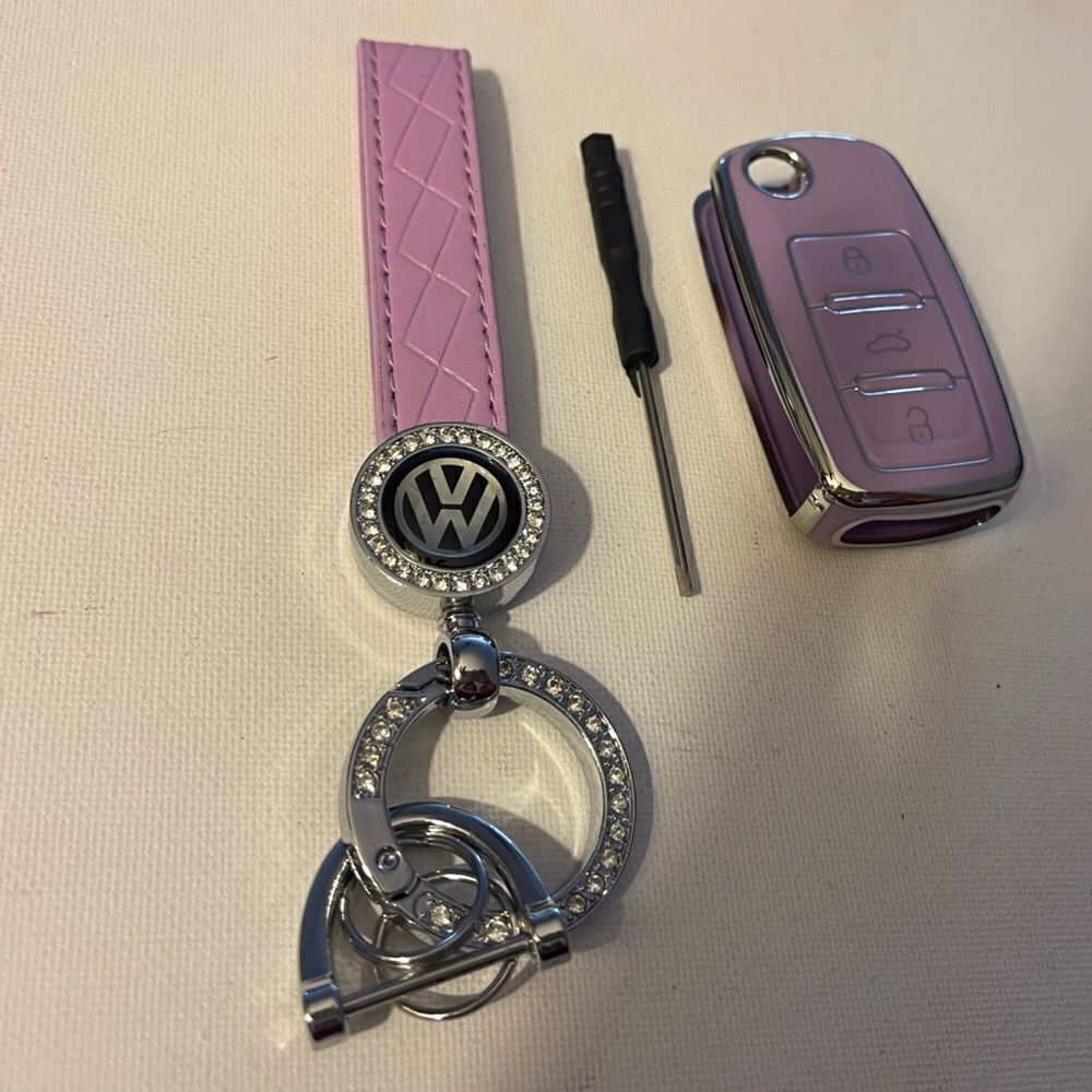 Volkswagen Key Fob Keychain & Key Fob Cover in lavender with bling NWT